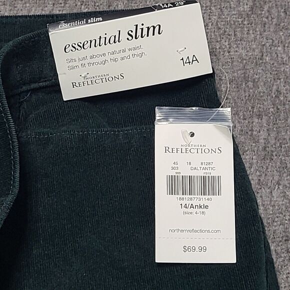 Northern Reflections Jeans Womens 14 Essential Slim Green Corduroy Boho Pants - Picture 6 of 10